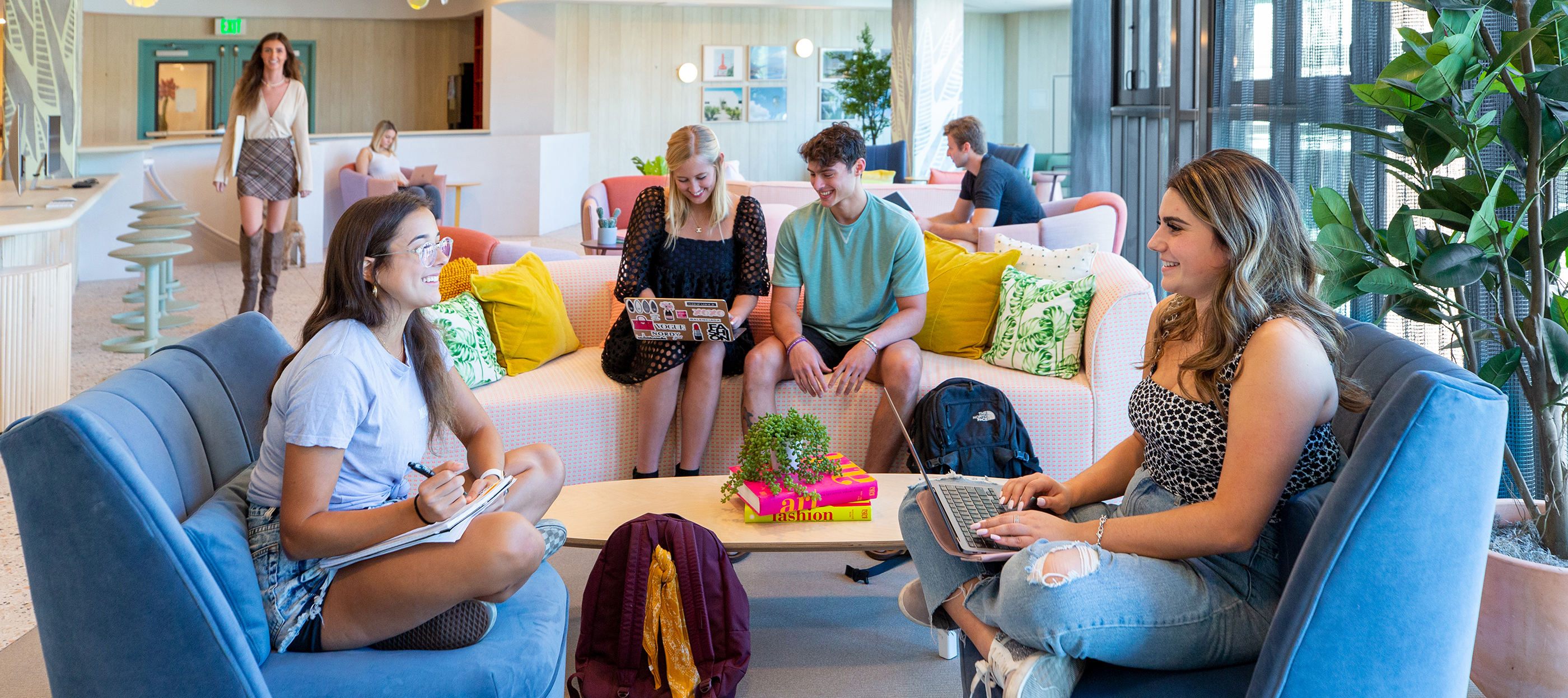 People sitting in a lounge area