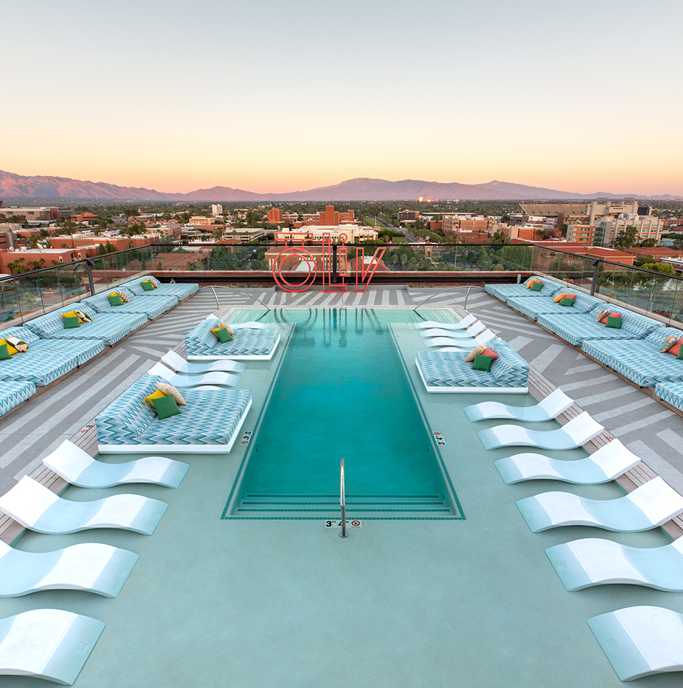 A resort-style swimming pool